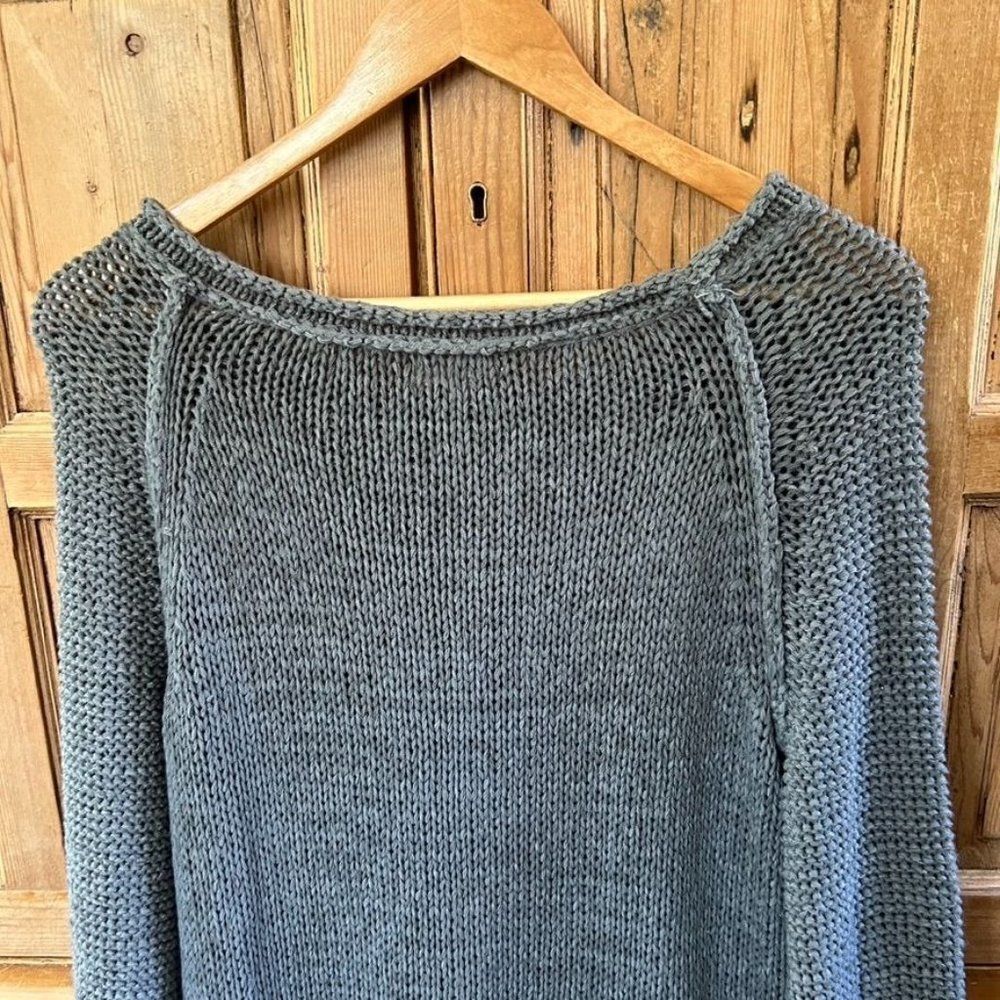 b - Sharp Medium Gray Knit Sweater Puff Balls Chunky - Picture 9 of 13